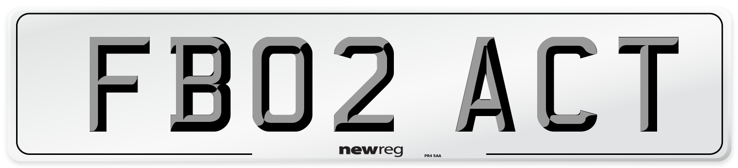 FB02 ACT Number Plate from New Reg